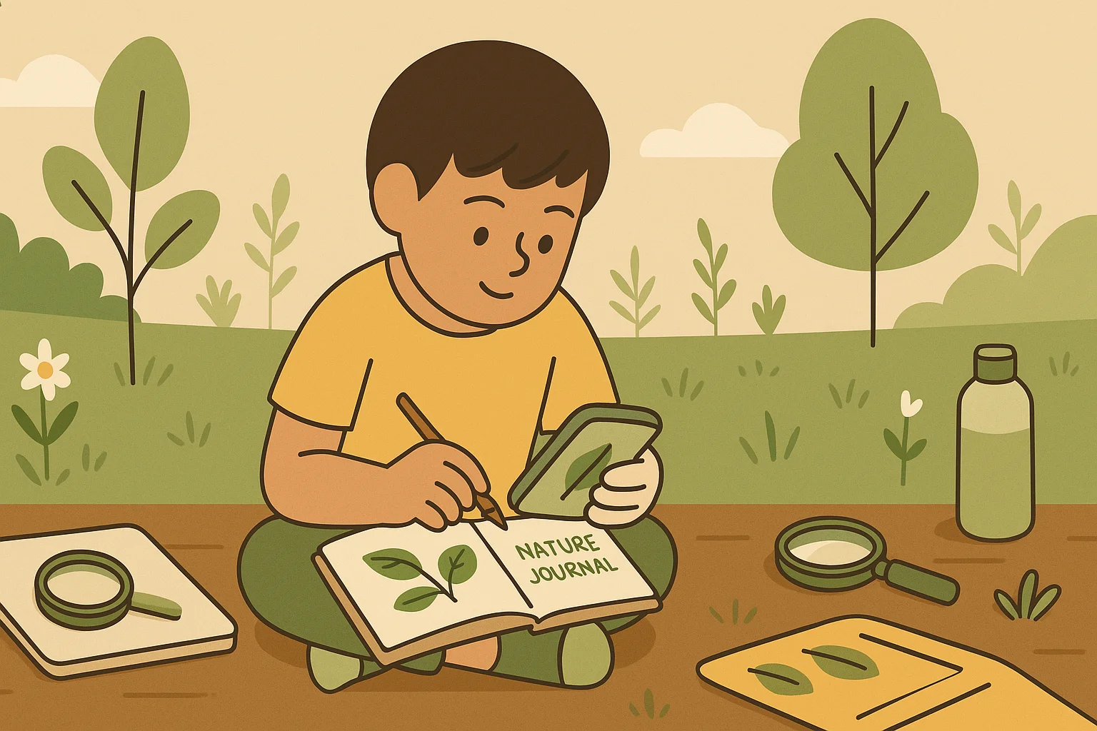 A child is filling the plant journal.